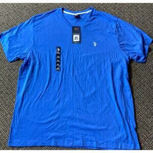 US Polo Assn Short-Sleeve Shirt Mens XXL Embroidered Logo Blue V-Neck NWT